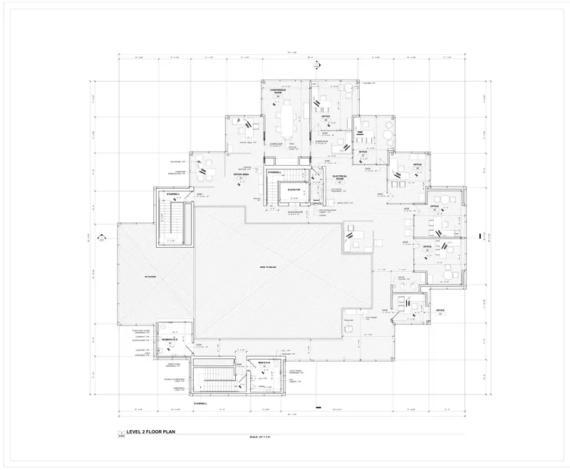 Sheet A103: Level 2 floor plan from a Arizona, USA commercial revit existing conditions