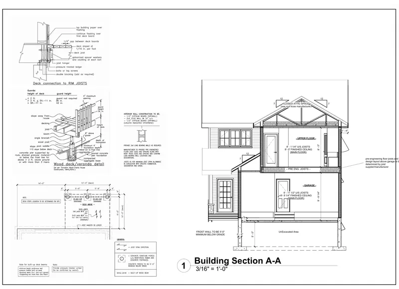 Sheet A108: Building section A-A from the double-storey house drawing set